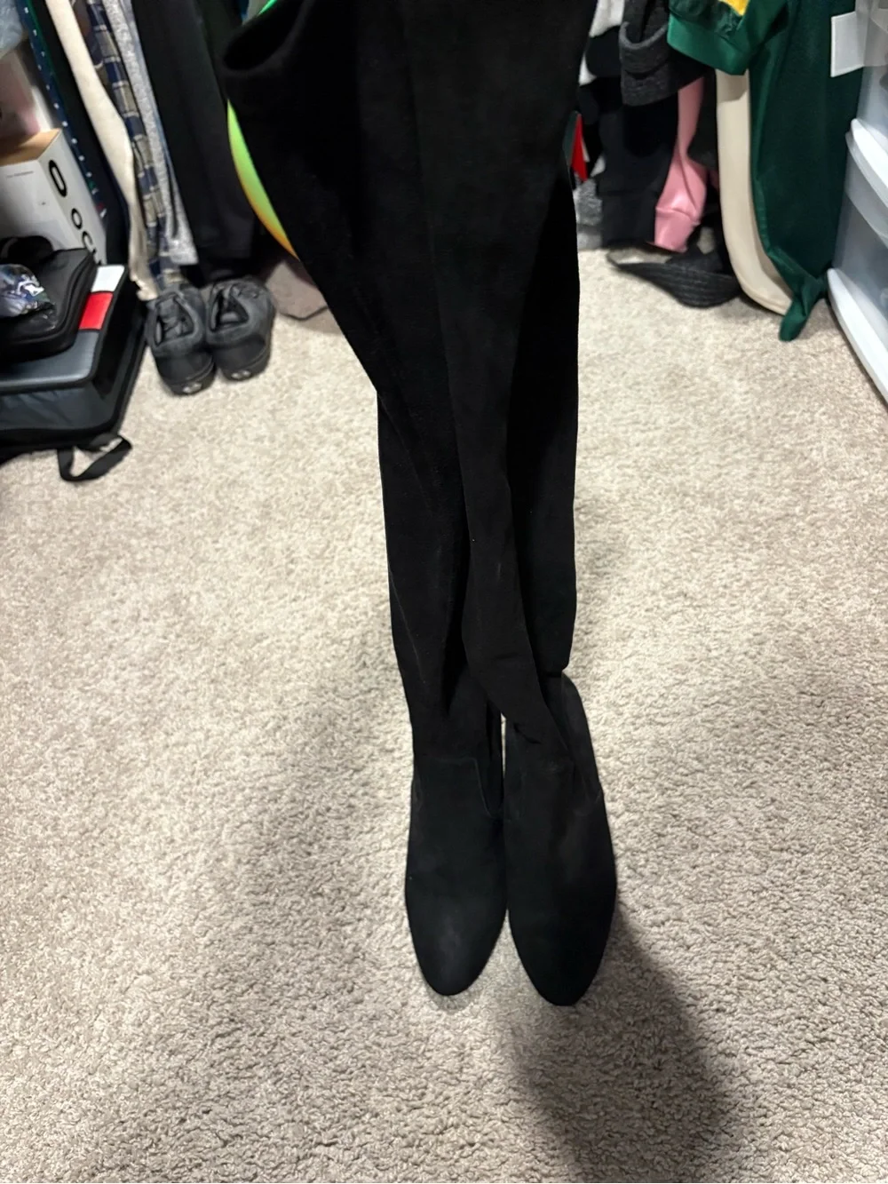 Steve Madden Black Over-the-Knee Suede Block Heel Boots